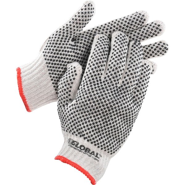 Global Industrial PVC Dot Knit Gloves, Double-Sided, Black, Small, 1-Dozen 708351S